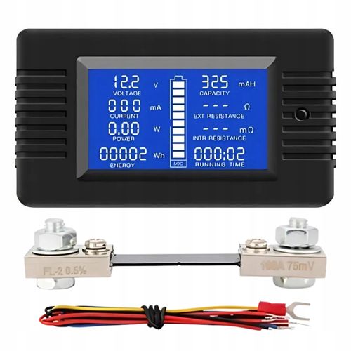 MIERNIK PARAMETRÓW ELEKTRYCZNYCH AMPEROMETR Peacefair PZEM-015 bocznik 100A na Arena.pl