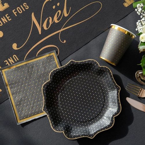 Talerzyki papierowe czarne w złote kropki, 10 szt. na Arena.pl