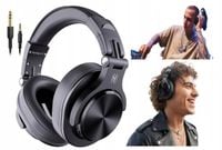 Słuchawki Bezprzewodowe Nauszne Z Mikrofonem Przewodowe Studyjne Dj Czarne