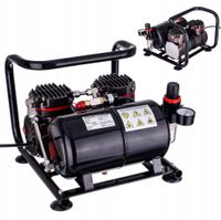 2X Kompresor do Aerografu DWUTŁOKOWY 6 BAR BUTLA 3L Reduktor Filtr 250W