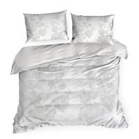 Pościel Premium 220x200 + 70x80 biała satyna w kwiatowy wzór