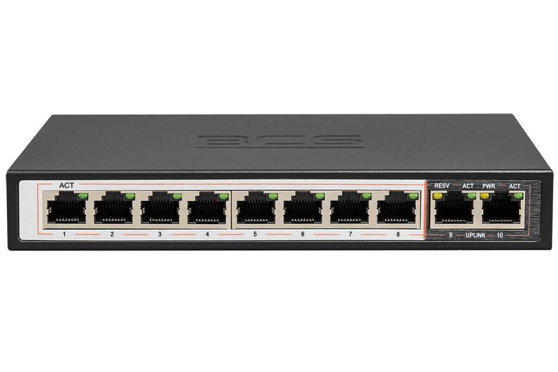 Switch PoE dla 8 kamer IP BCS-B-SP0802 8xPoE+ 96W zdjęcie 1