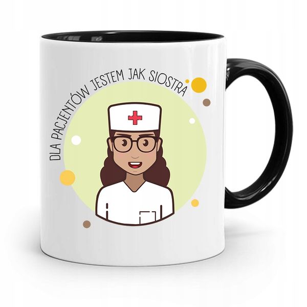 Kubek Czarny Prezent Dla Pielęgniarki Jak Siostra Z Nadrukiem Ze Zdjęciem zdjęcie 1