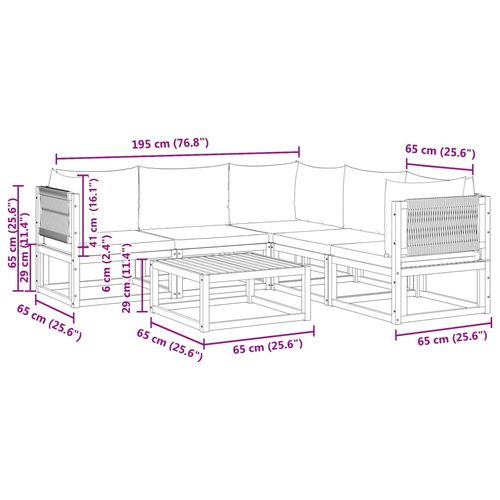 6-częściowy zestaw wypoczynkowy do ogrodu z poduszkami, drewno akacjowe i l na Arena.pl