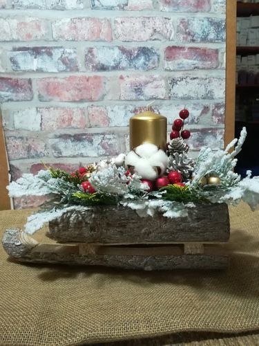 Doniczka donica sanki drewniane kory sanie duże na Arena.pl