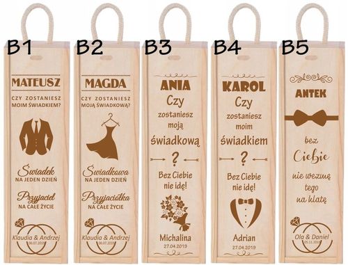 PODZIĘKOWANIA DLA RODZICÓW ŚWIADKÓW CHRZESTNYCH ŚLUB SKRZYNKA NA WINO na Arena.pl