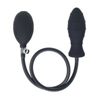 ribbed inflatable silicone anal plug - black