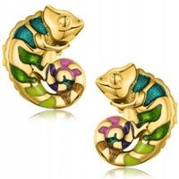 Kolczyki srebrne pozłacane kameleony sztyfty wkrętki srebro próba 925
