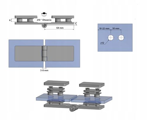 ZAWIAS DO KABINY PRYSZNICOWEJ DO SZKŁA PLEXI na Arena.pl