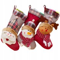 SKARPETY NA PREZENTY ŚWIĄTECZNE NA KOMINEK OZDOBY DEKORACJE ZESTAW 3 SZT