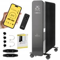 Grzejnik olejowy elektryczny Mission Air OSLO black 2500W czarny WIFI TIMER