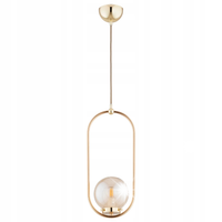 LAMPA WISZĄCA ZWIS ALFA OVAL 61453 SZKLANY KLOSZ 1xE14 ZŁOTY BIAŁY