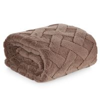 Koc mikroflano CARO 170x210 ciemnobeżowy jodełka 340gsm