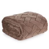 Koc mikroflano CARO 170x210 ciemnobeżowy jodełka 340gsm