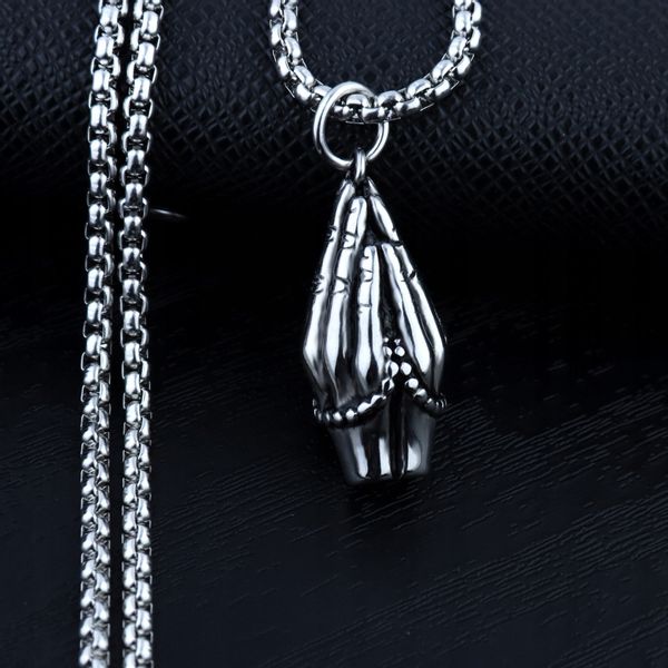 NASZYJNIK Srebrny Modlitwa Różaniec Wiara Ręce 307 zdjęcie 9