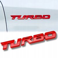 Emblemat Znaczek TURBO METALOWA Naklejka NA SAMOCHÓD czerwony 9.7cm