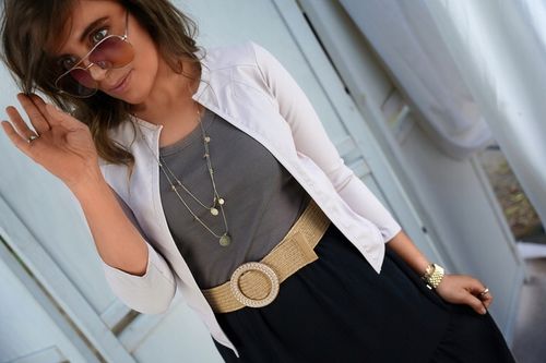 RAMONESKA NARZUTKA ŻAKIET EKO SKÓRA BEŻOWY M na Arena.pl