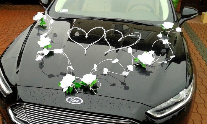 Dekoracja samochodu ozdoby na auto do ślubu płatki zdjęcie 5