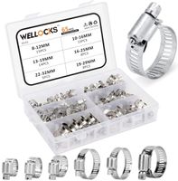 Zestaw 65 szt. metalowych opasek ślimakowych zaciskowych nierdzewnych