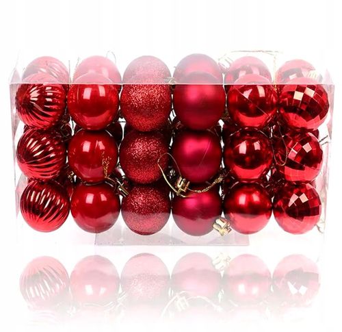 BOMBKI CHOINKOWE CZERWONE NIETŁUKĄCE TRADYCYJNE NA CHOINKĘ ZESTAW 48SZT na Arena.pl