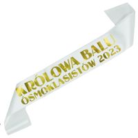 Biała szarfa Królowa Balu Ósmoklasistów 2023