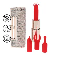 loveline angel lipstick - wielofunkcyjny masażer z 4 końcowkami, rożowy