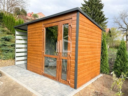 SCHOWEK - DOMEK OGRODOWY 2,5m x 2m + wiata 1,3m spad w tył ID422 na Arena.pl