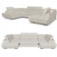 Narożnik kształt U rozkładany f. spania Bosso Family meble beżowy welur