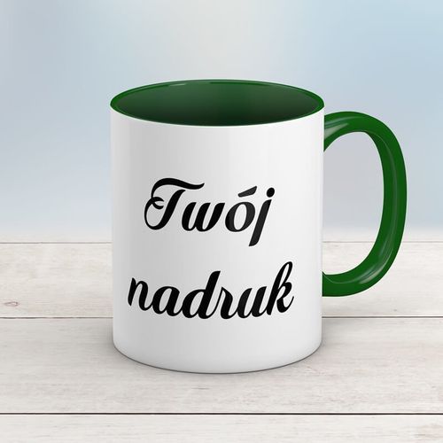 Kubek CLASSIC z zielonym wnętrzem i uszkiem z Twoim nadrukiem na Arena.pl