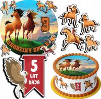 ZESTAW OPŁATEK NA TORT 20CM + 17 POSTACI - KOŃ MUSTANG + IMIĘ 15CM 18CM