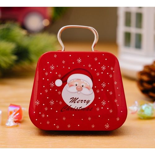 metalowy pojemnik z uchwytem na cukierki czerwony z mikołajem 7cmx5,5cm na Arena.pl