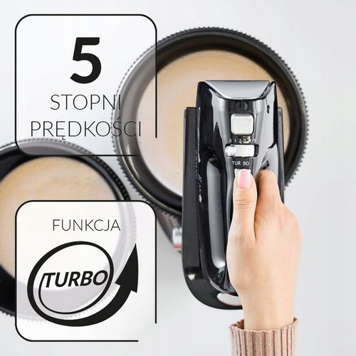 Mikser ręczny 2 misy obrotowe zestaw czarny MPM MMR-22Z/C 750W na Arena.pl