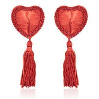 Bielizna-Heart Nipples Tassels Red