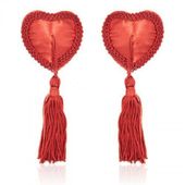Bielizna-Heart Nipples Tassels Red