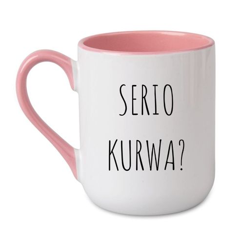 KUBEK "SERIO KURWA?" Wzór - Elegant Coffee Różowy 330 ml na Arena.pl