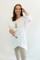Biała Asymetryczna Tunika Sweterek na Lato UNI