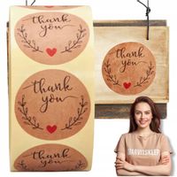 Naklejki Etykiety Thank You 1000 Szt Ozdobne Dekoracyjne Okrągłe Dziękuję