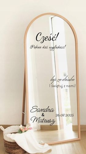 NAKLEJKA NA LUSTRO naklejki personalizowane na wesele ślub imprezę urodziny na Arena.pl