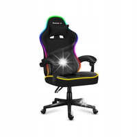 FOTEL GAMINGOWY DLA GRACZA OBROTOWY RGB LED CZARNY Huzaro Force 4.4 TKANINA