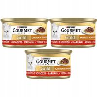 Gourmet Gold Karma dla kotów kawałki w sosie z wołowiną 85 g x 3 szt