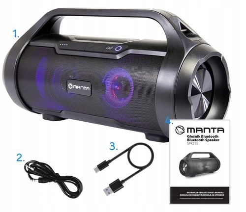 GŁOŚNIK PRZENOŚNY BLUETOOTH BEZPRZEWODOWY USB SD FM MANTA SPK215 AKU na Arena.pl