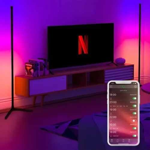 LAMPA PODŁOGOWA STOJĄCA LED RGB NAROŻNA PILOT APKA na Arena.pl