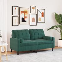 2-osobowa sofa z poduszkami, ciemnozielona, 140 cm, aksamit