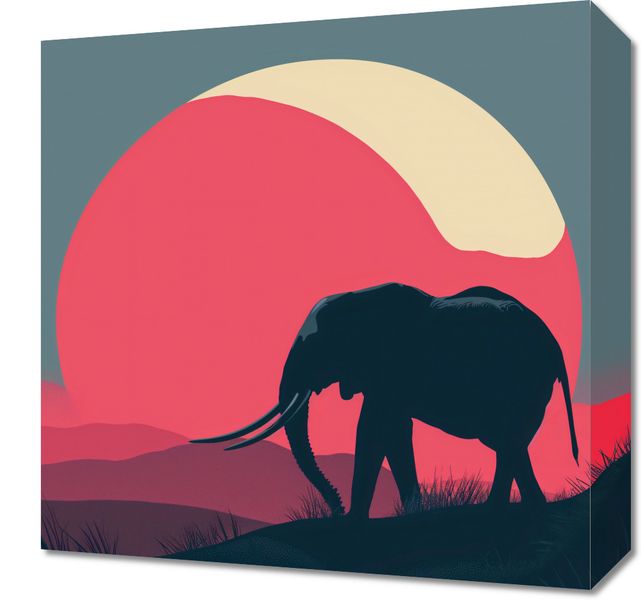 Obraz 40x40cm Słoń przy Czerwieni zdjęcie 1