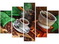 100CM 150CM OBRAZ 5 ELEM KAWA NATURALNA ŚCIENNY