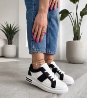 Biało-Czarne Sneakersy Perforowane Sophia 39