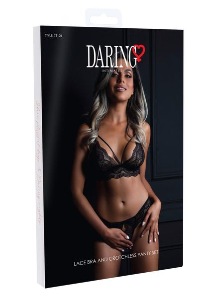 Bra And Crotchless Panty Black zdjęcie 8