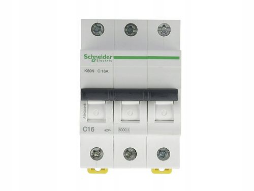 Schneider Wyłącznik Nadprądowy C 16A 6kA AC 3P 3-Fazowy K60N A9K02316 na Arena.pl