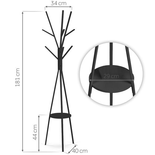 Wieszak na ubrania metalowy z półką stojący Massido MS-869 na Arena.pl