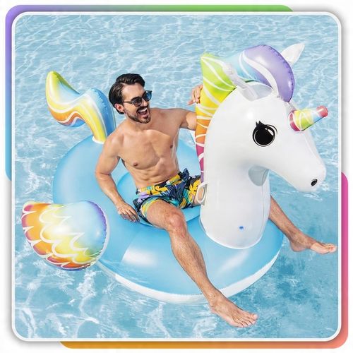 Materac Dmuchany Jednorożec GIGANT na Basen Plażę Uchwyty 224x159cm Bestway na Arena.pl